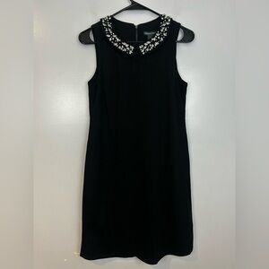 NWT Chelsea & Theodore Black Jewel Rhinestone Collar Sleeveless Mini Dress Small